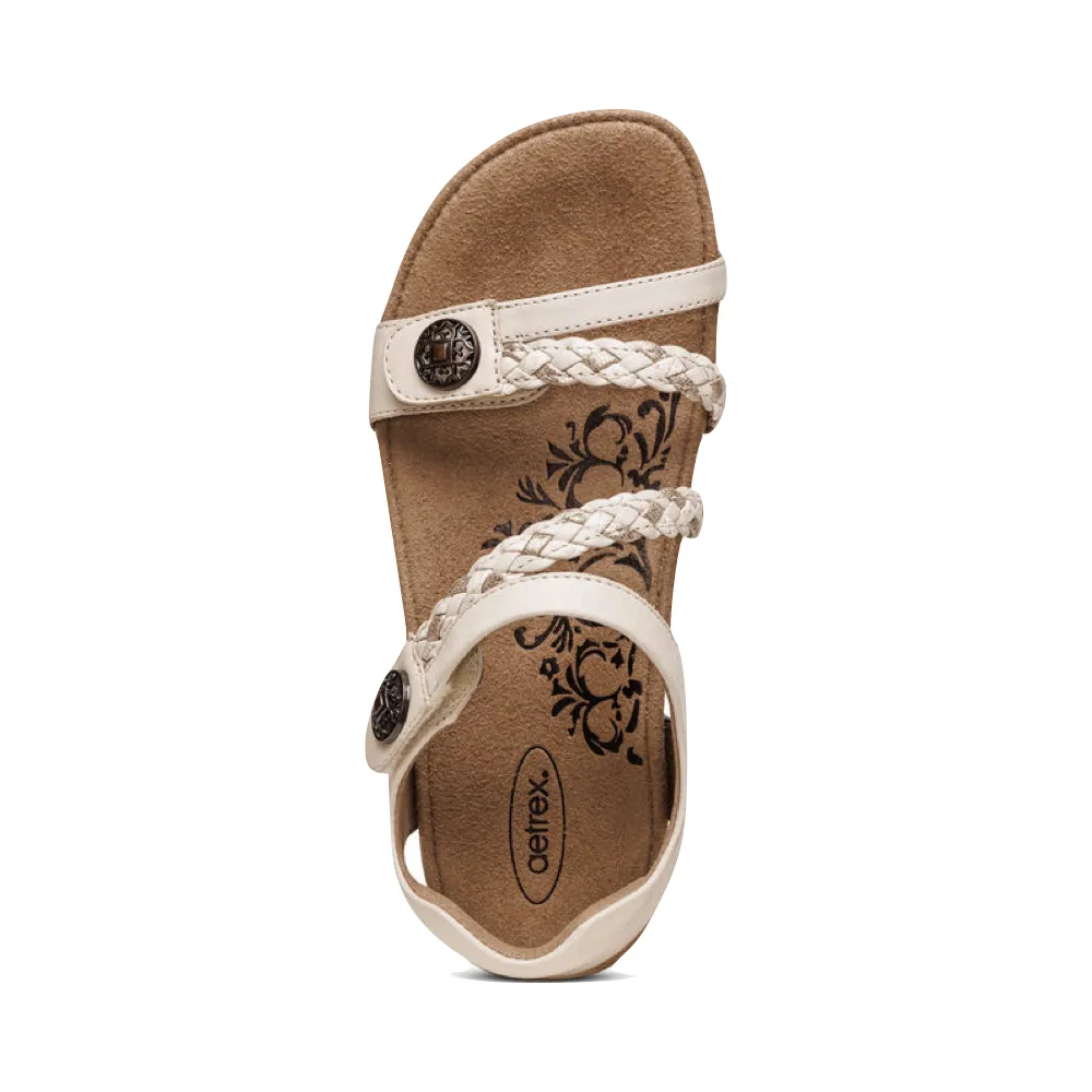Aetrex Women's Jillian Braided Quarter Strap Sandal in Ivory