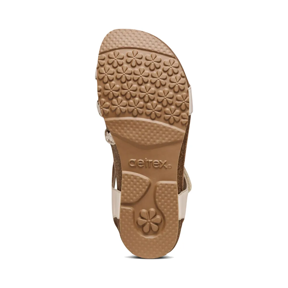 Aetrex Women's Jillian Braided Quarter Strap Sandal in Ivory