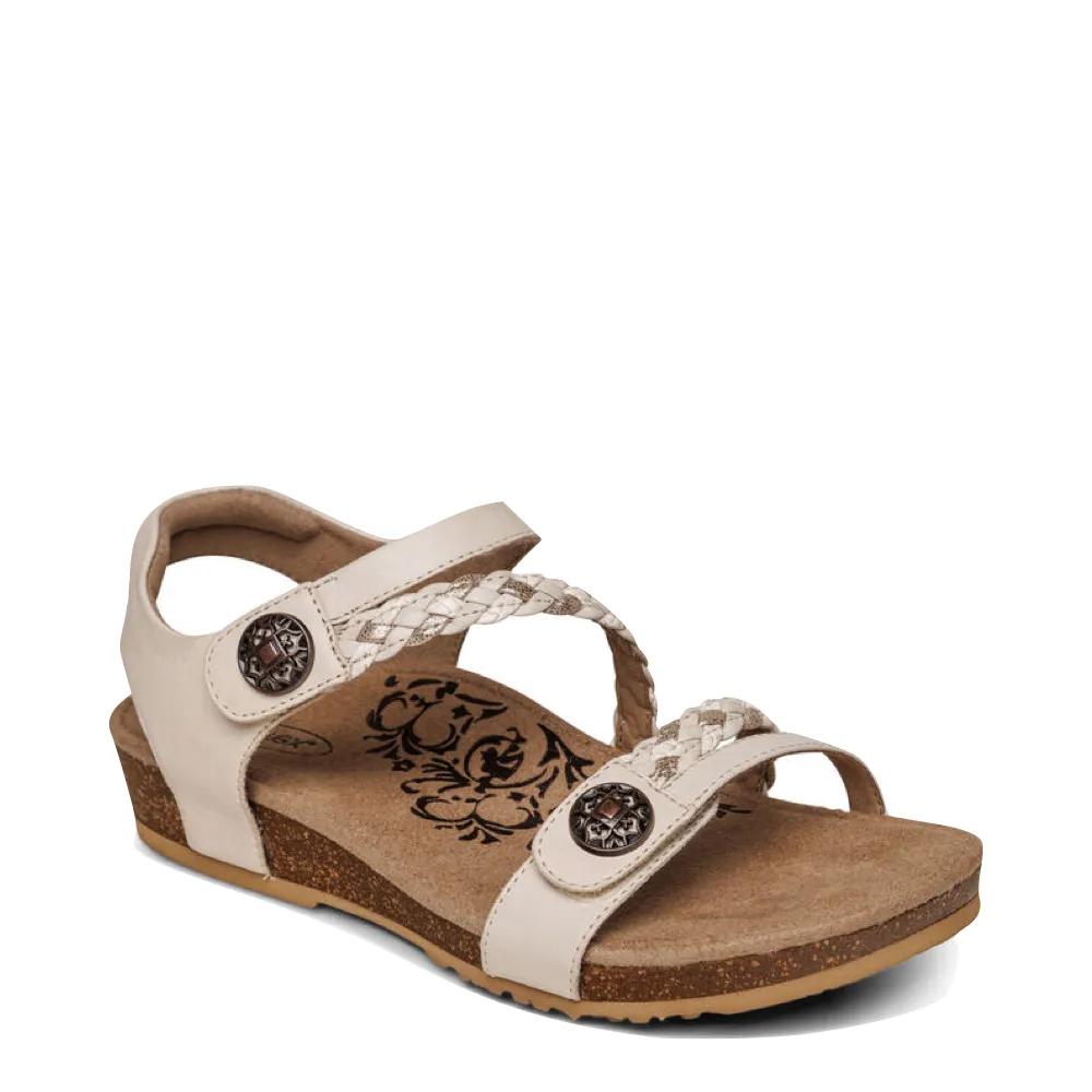 Aetrex Women's Jillian Braided Quarter Strap Sandal in Ivory