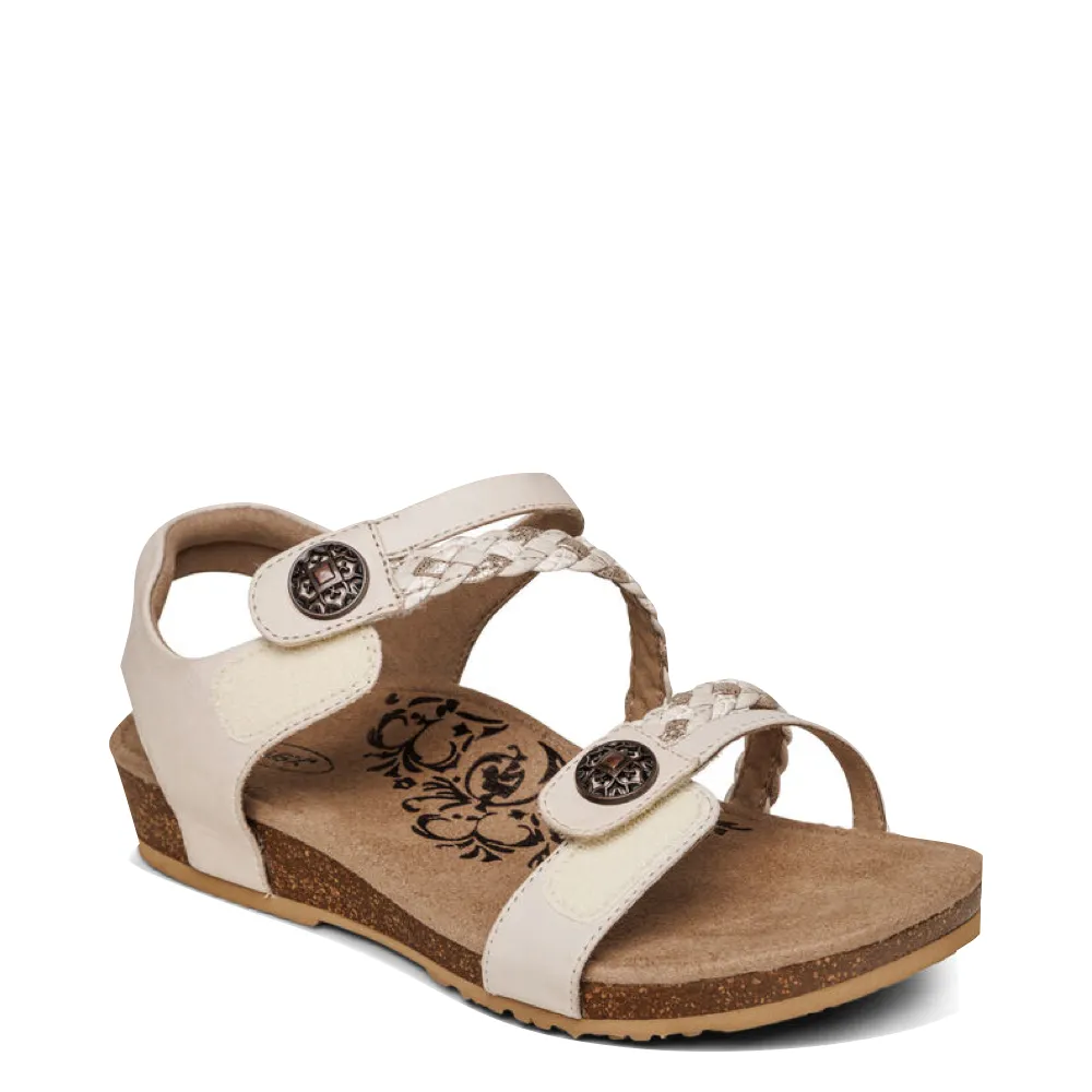 Aetrex Women's Jillian Braided Quarter Strap Sandal in Ivory