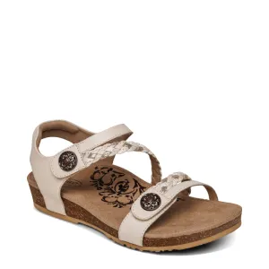 Aetrex Women's Jillian Braided Quarter Strap Sandal in Ivory