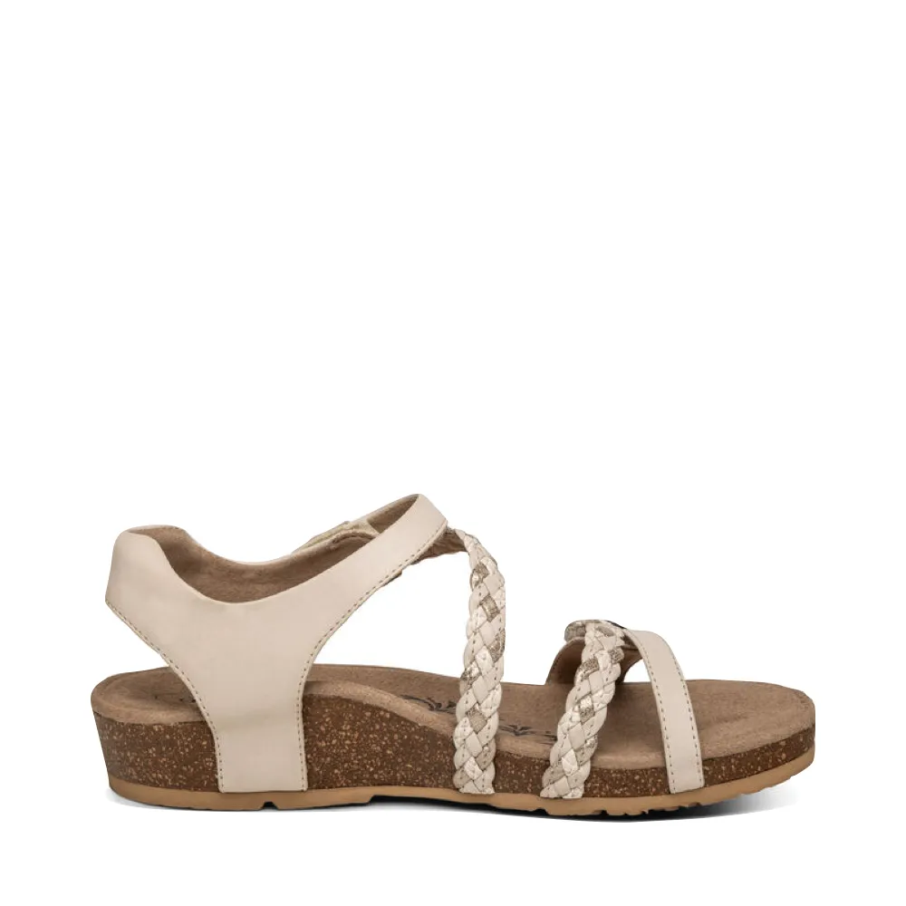 Aetrex Women's Jillian Braided Quarter Strap Sandal in Ivory