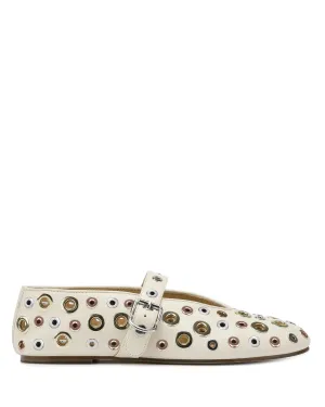 Alana Eyelet Bone Sheep Leather