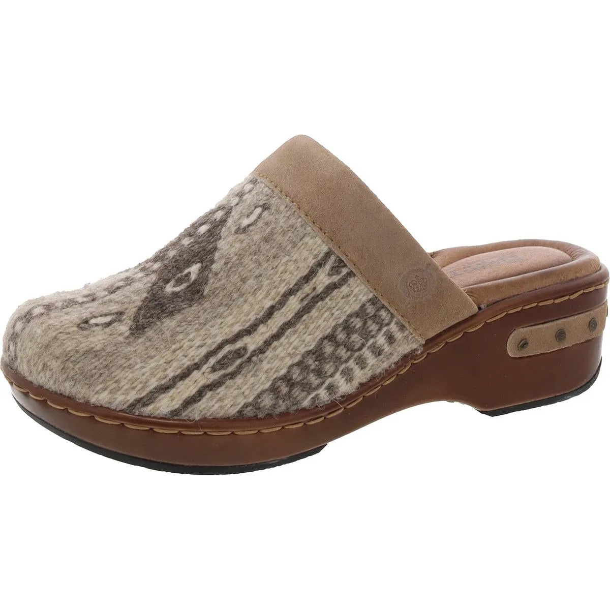 BANDY Womens Printed Leather Clogs