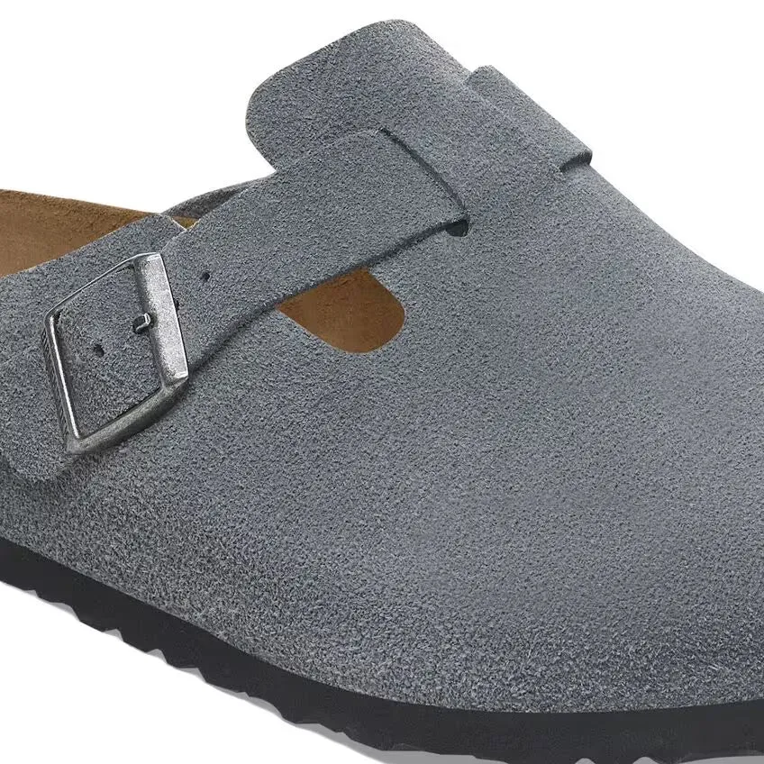 Birkenstock Boston Soft Footbed Suede Leather - Basalt Grey