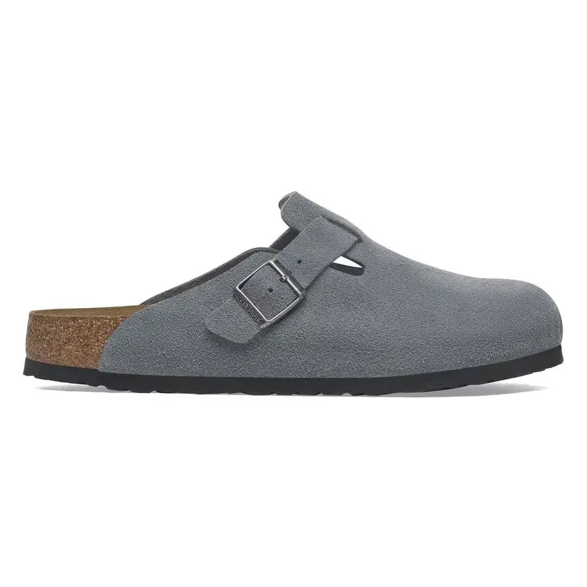 Birkenstock Boston Soft Footbed Suede Leather - Basalt Grey