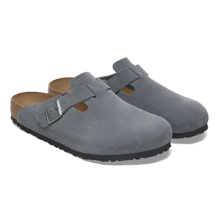 Birkenstock Boston Soft Footbed Suede Leather - Basalt Grey