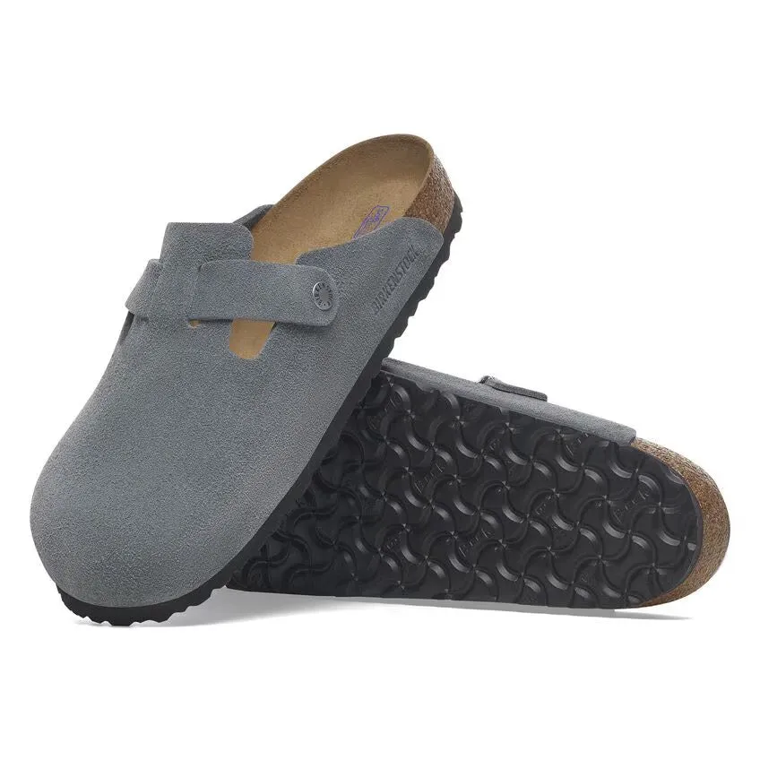 Birkenstock Boston Soft Footbed Suede Leather - Basalt Grey