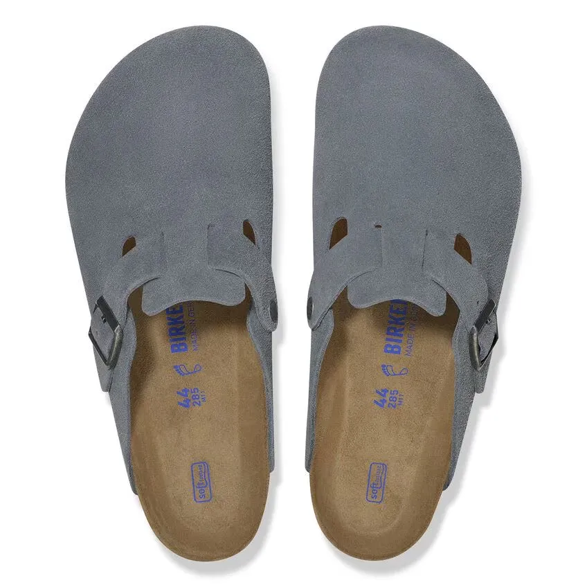 Birkenstock Boston Soft Footbed Suede Leather - Basalt Grey