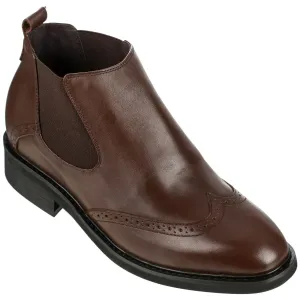 Brown CALDEN Leather Dress Chelsea Boots - Three Inches - K288021