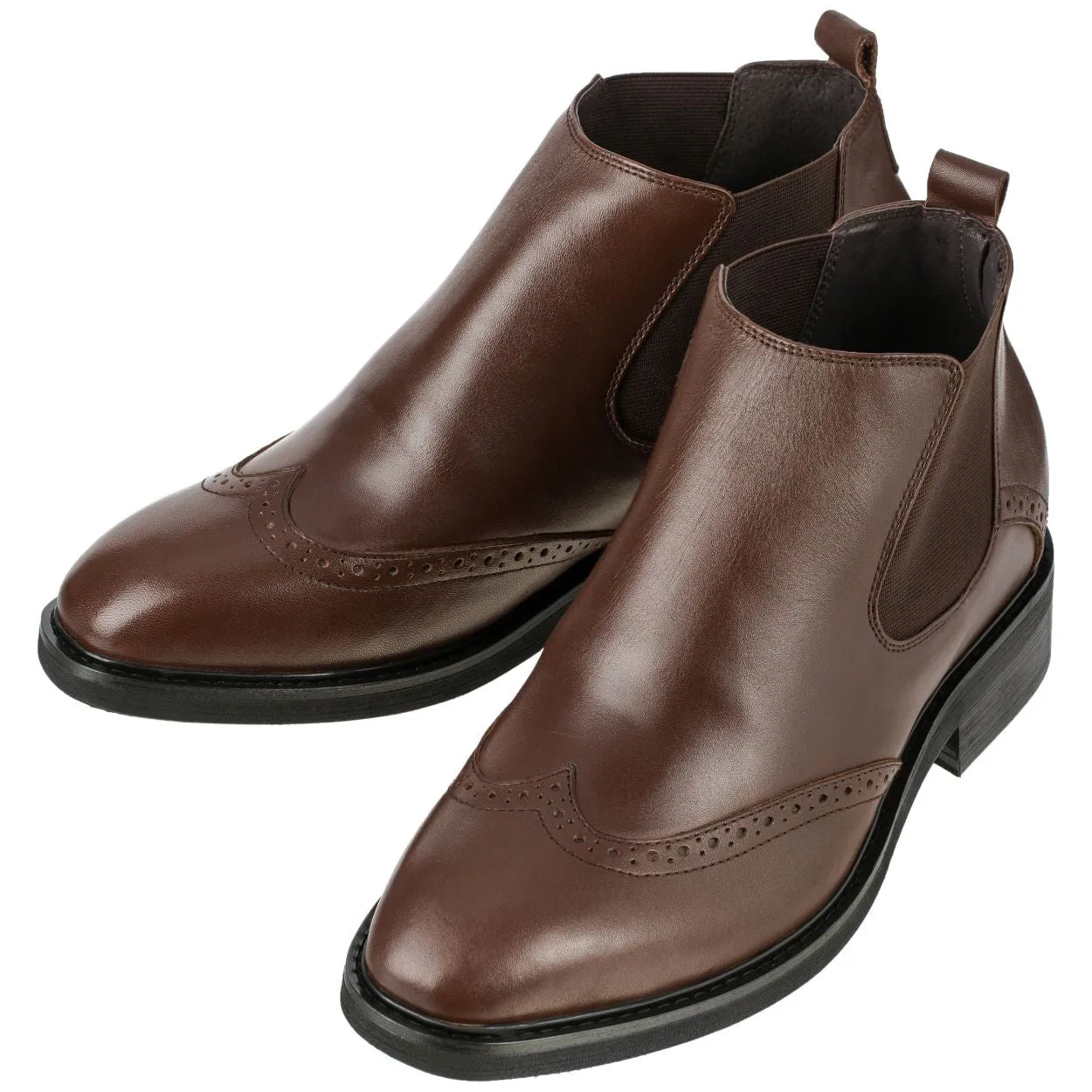 Brown CALDEN Leather Dress Chelsea Boots - Three Inches - K288021