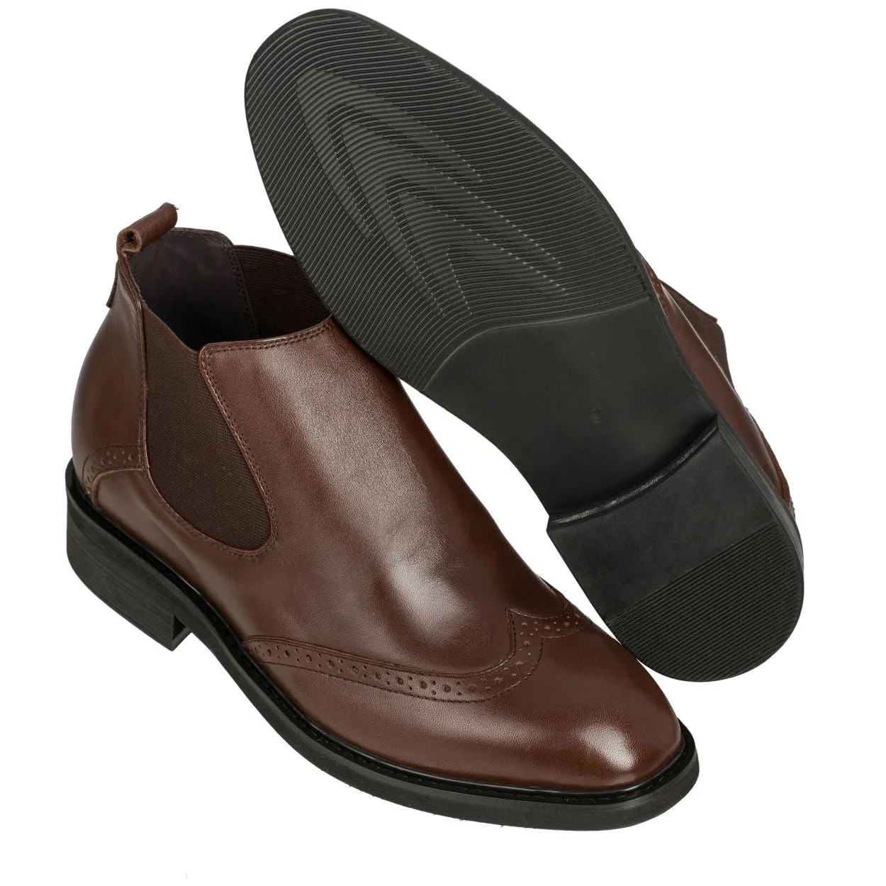 Brown CALDEN Leather Dress Chelsea Boots - Three Inches - K288021