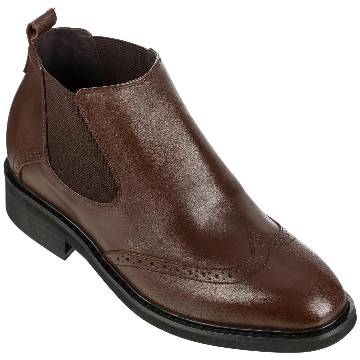 Brown CALDEN Leather Dress Chelsea Boots - Three Inches - K288021