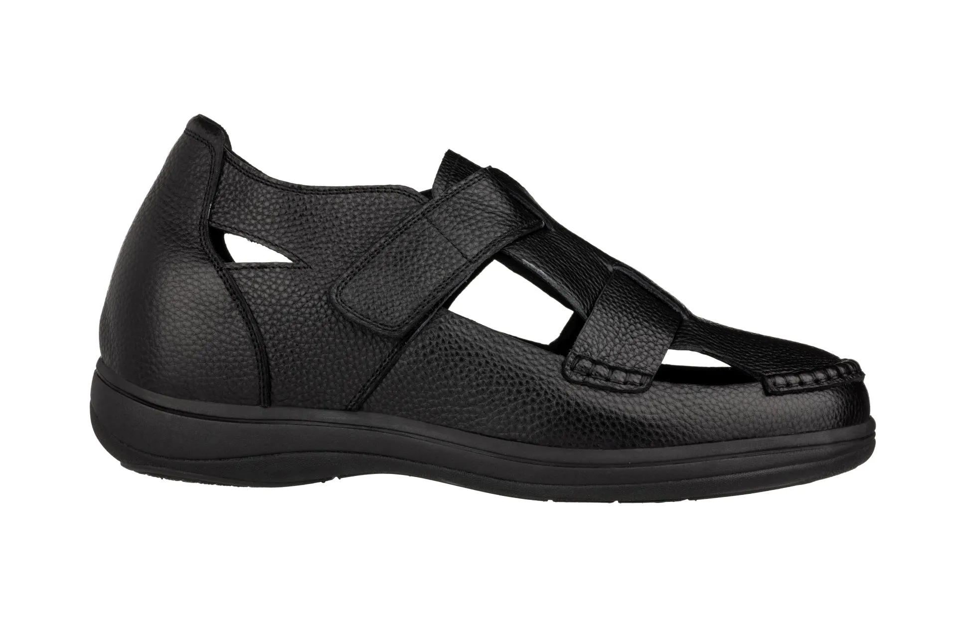 CALTO - K2661 - 3.2 Inches Taller (Black) - Casual Fisherman Sandal