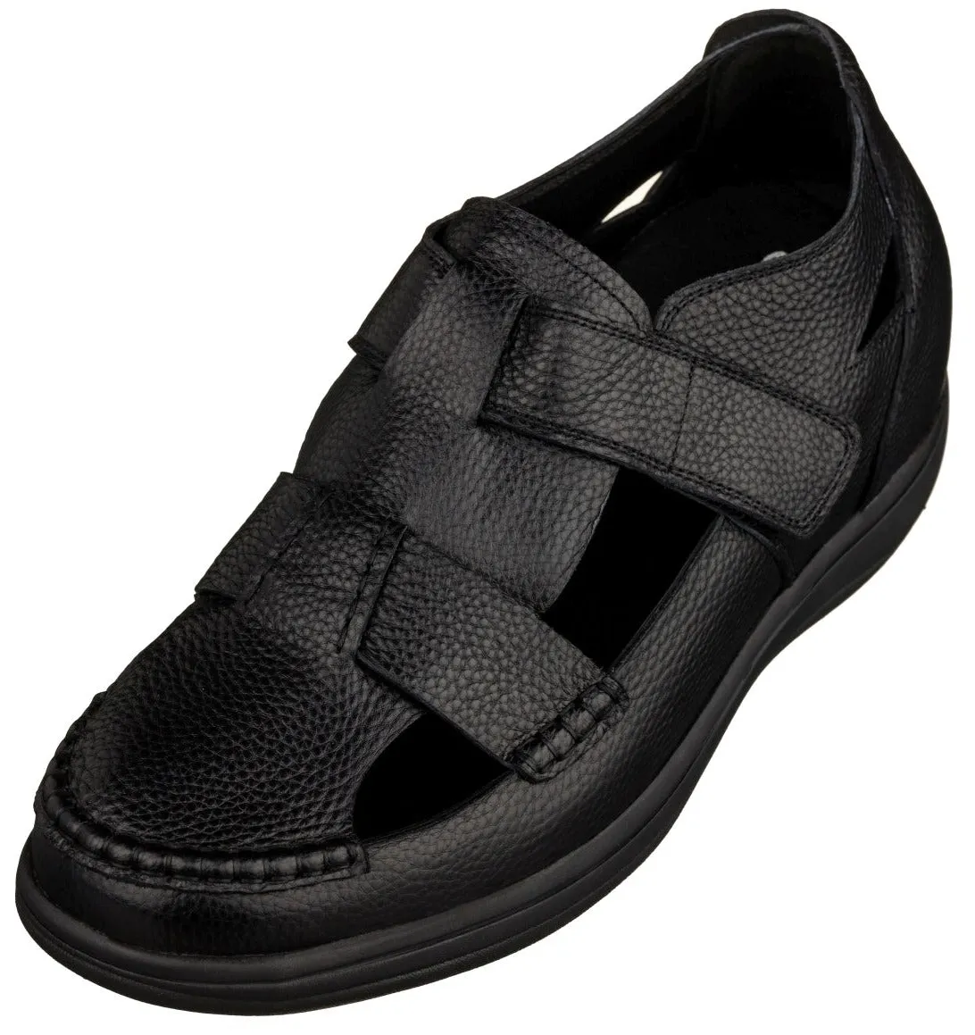 CALTO - K2661 - 3.2 Inches Taller (Black) - Casual Fisherman Sandal