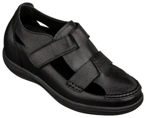 CALTO - K2661 - 3.2 Inches Taller (Black) - Casual Fisherman Sandal