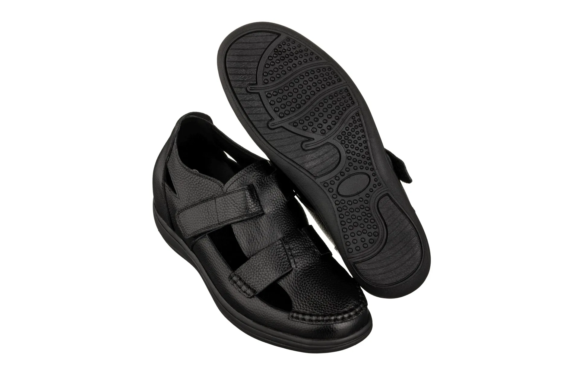 CALTO - K2661 - 3.2 Inches Taller (Black) - Casual Fisherman Sandal