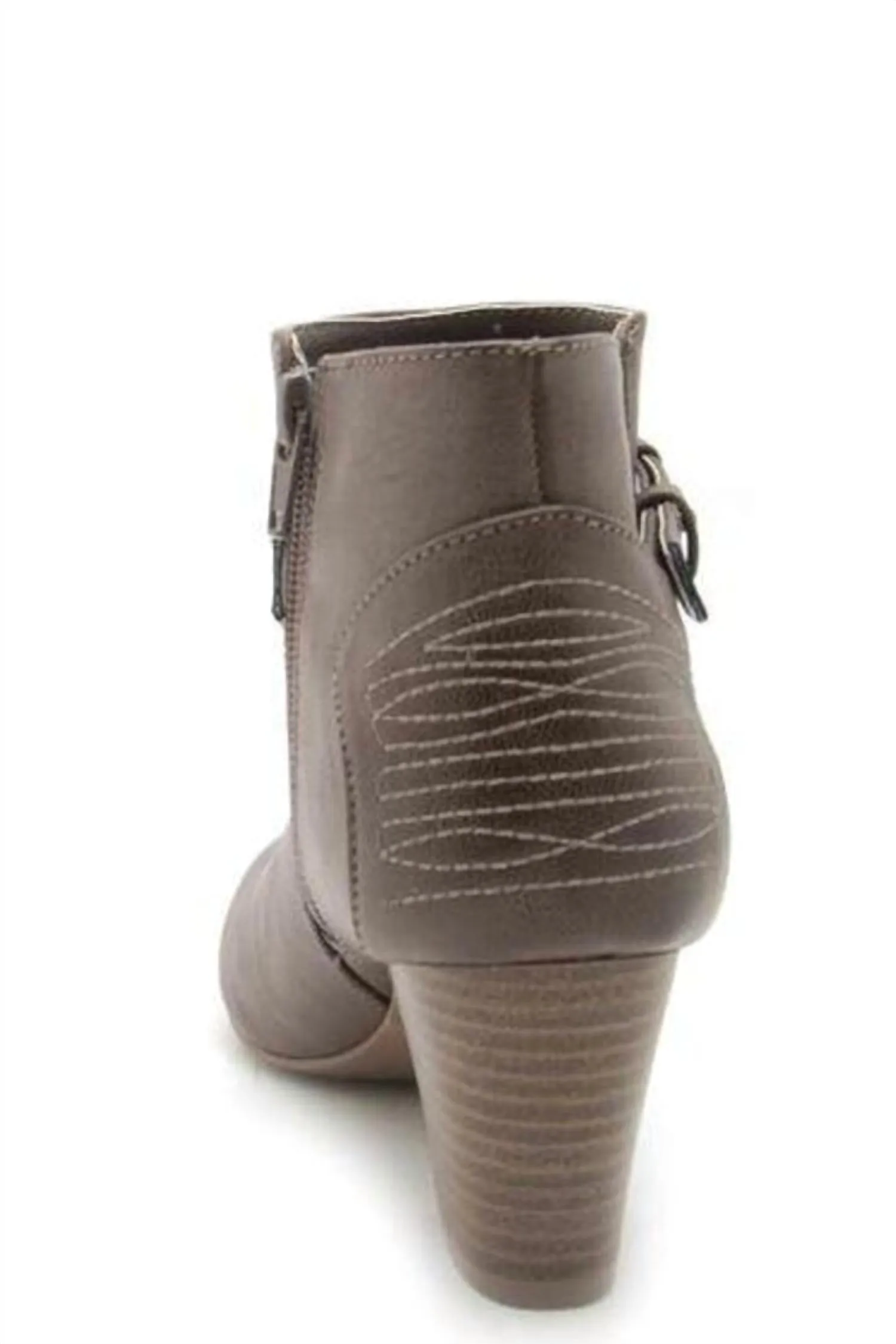 Faux Leather Bootie In Dark Taupe