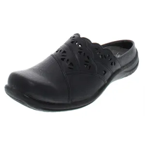 Forever Womens Faux Leather Laser Cut Clogs