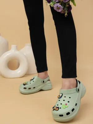 Green Stylish Slip-On Clogs For Women (TC-LCLOG5-GRN)