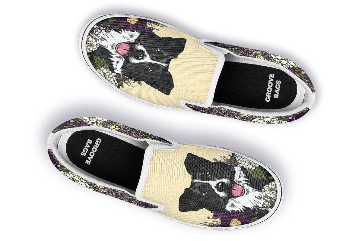 Illustrated Border Collie Slip-On Shoes