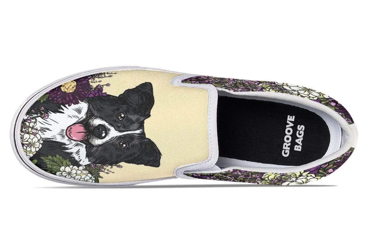 Illustrated Border Collie Slip-On Shoes