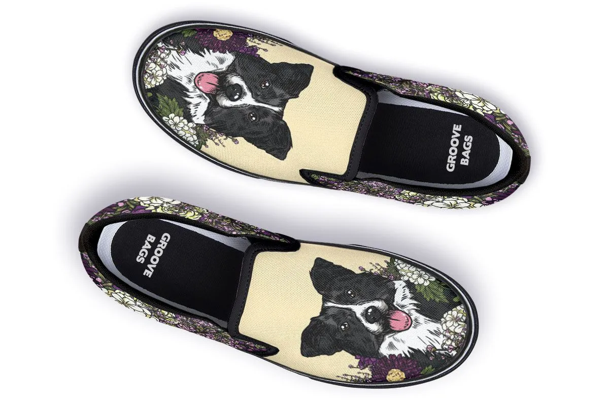 Illustrated Border Collie Slip-On Shoes