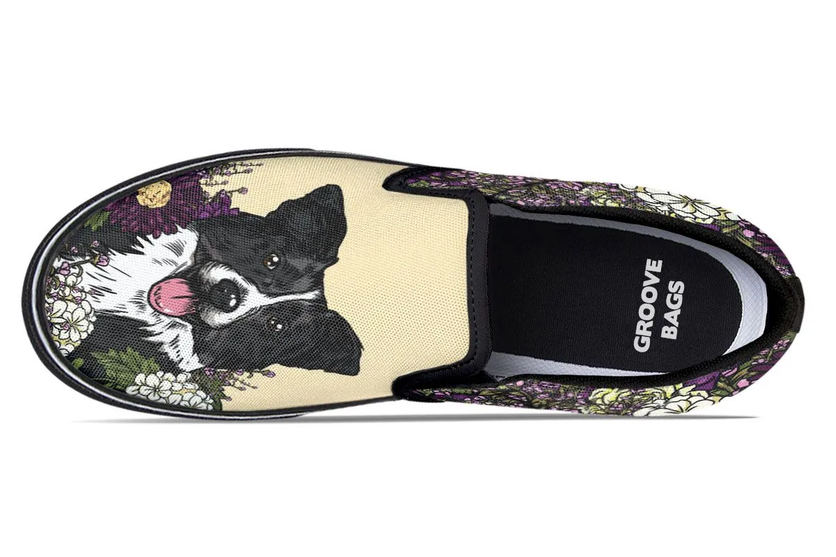 Illustrated Border Collie Slip-On Shoes