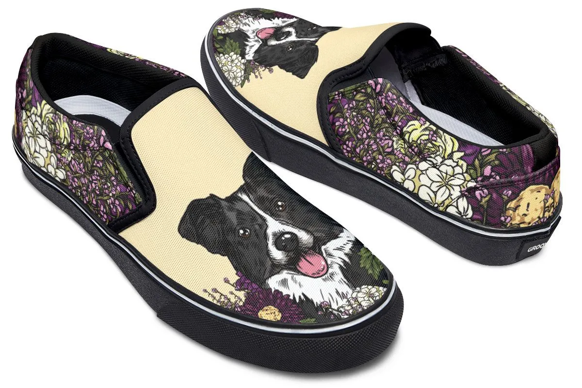 Illustrated Border Collie Slip-On Shoes
