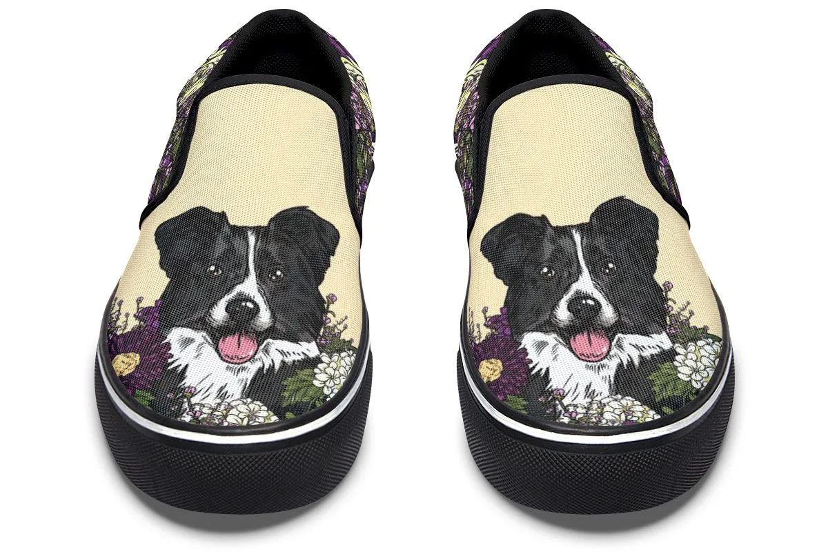 Illustrated Border Collie Slip-On Shoes