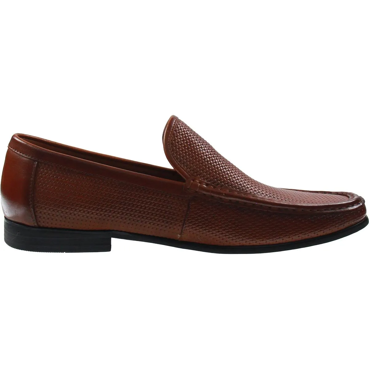 JABRIAN Mens Woven Leather Loafers