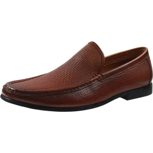 JABRIAN Mens Woven Leather Loafers