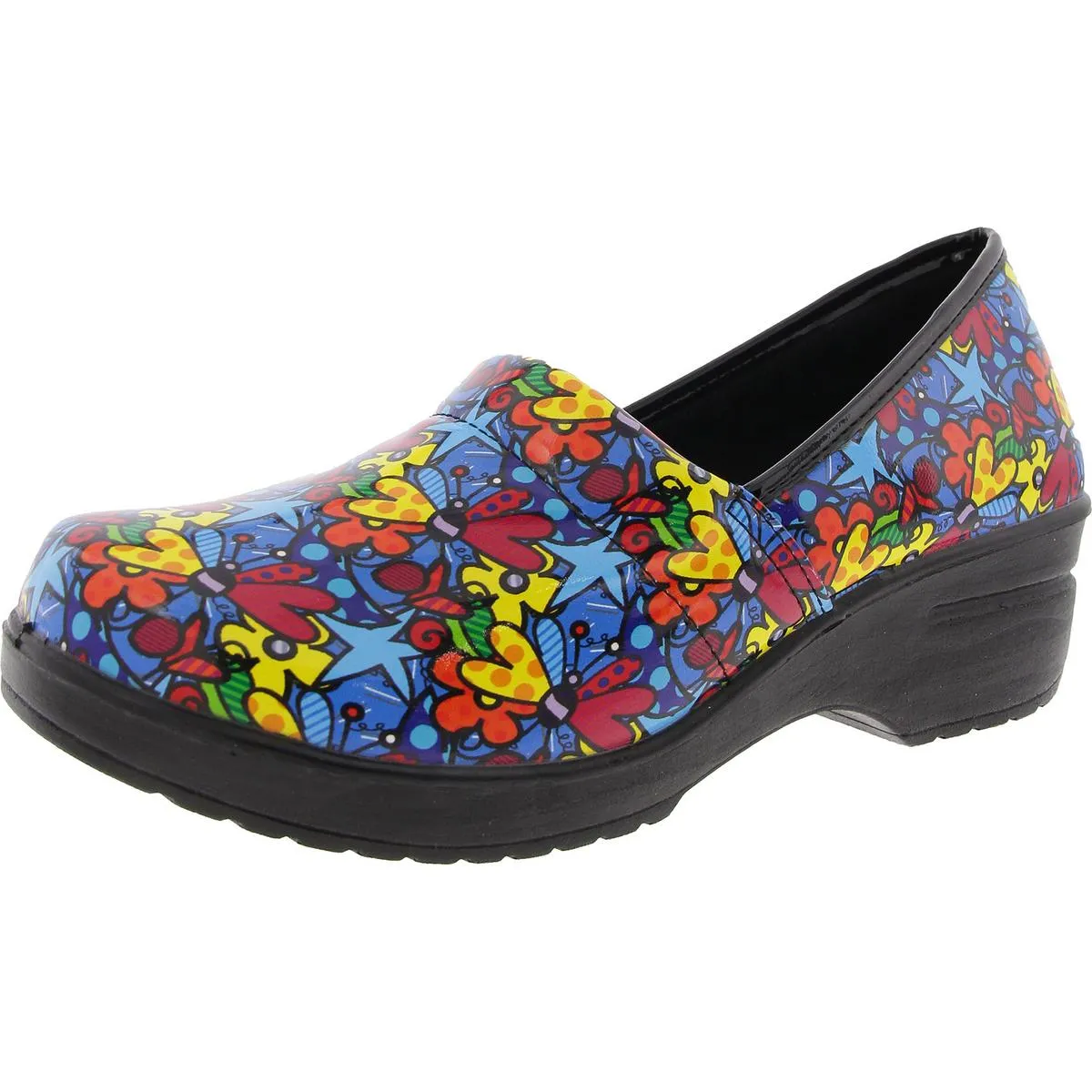 Laurie Womens Faux Leather Slip On Clogs