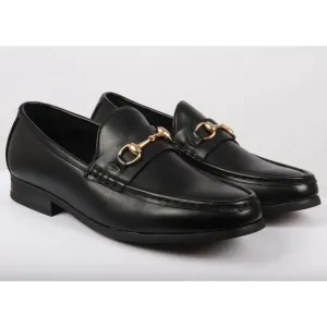 Leather Lined Slip On Gold Buckle Loafers