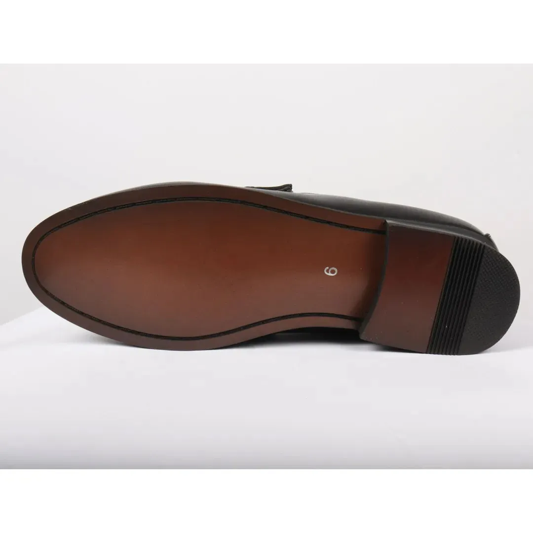Leather Lined Slip On Gold Buckle Loafers