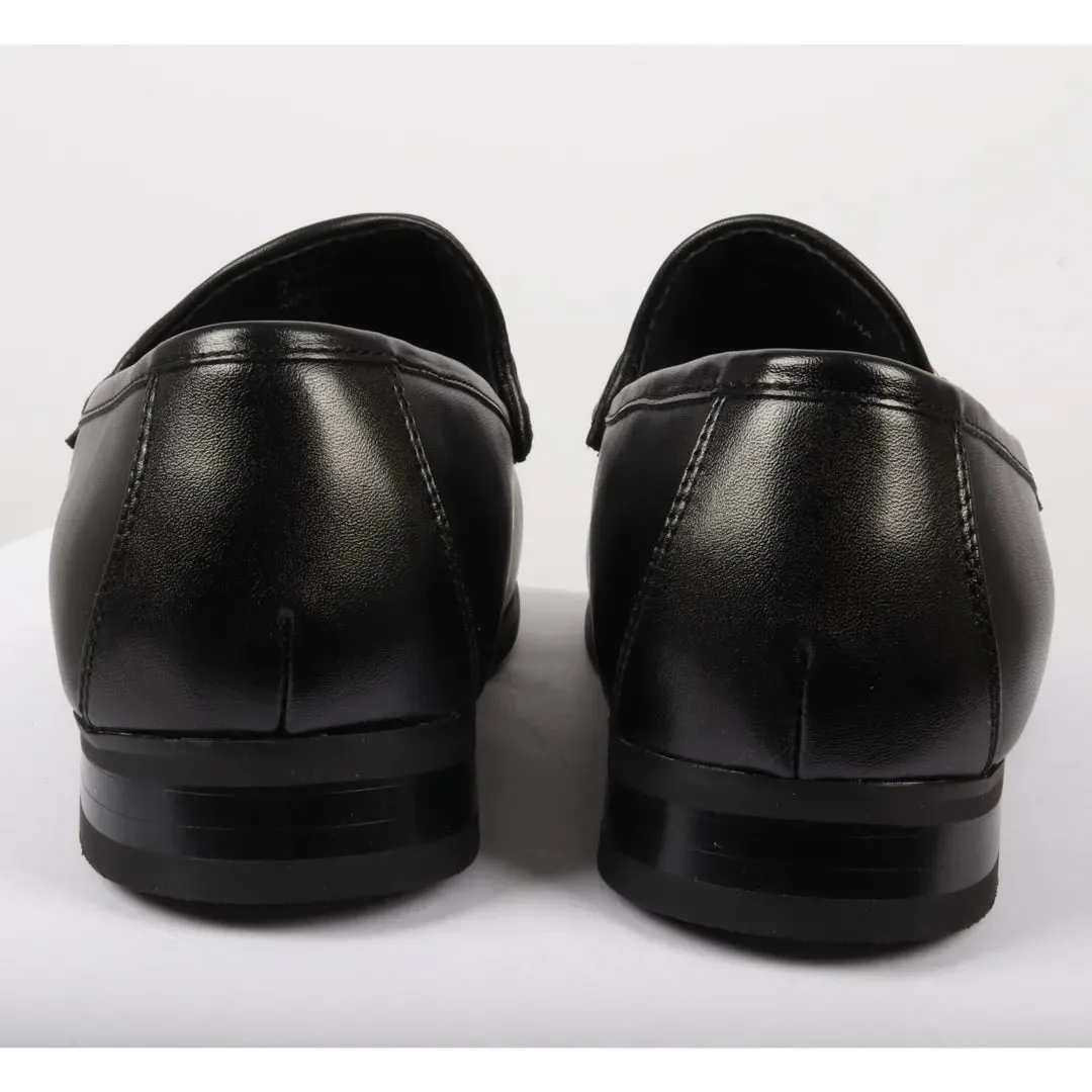 Leather Lined Slip On Gold Buckle Loafers