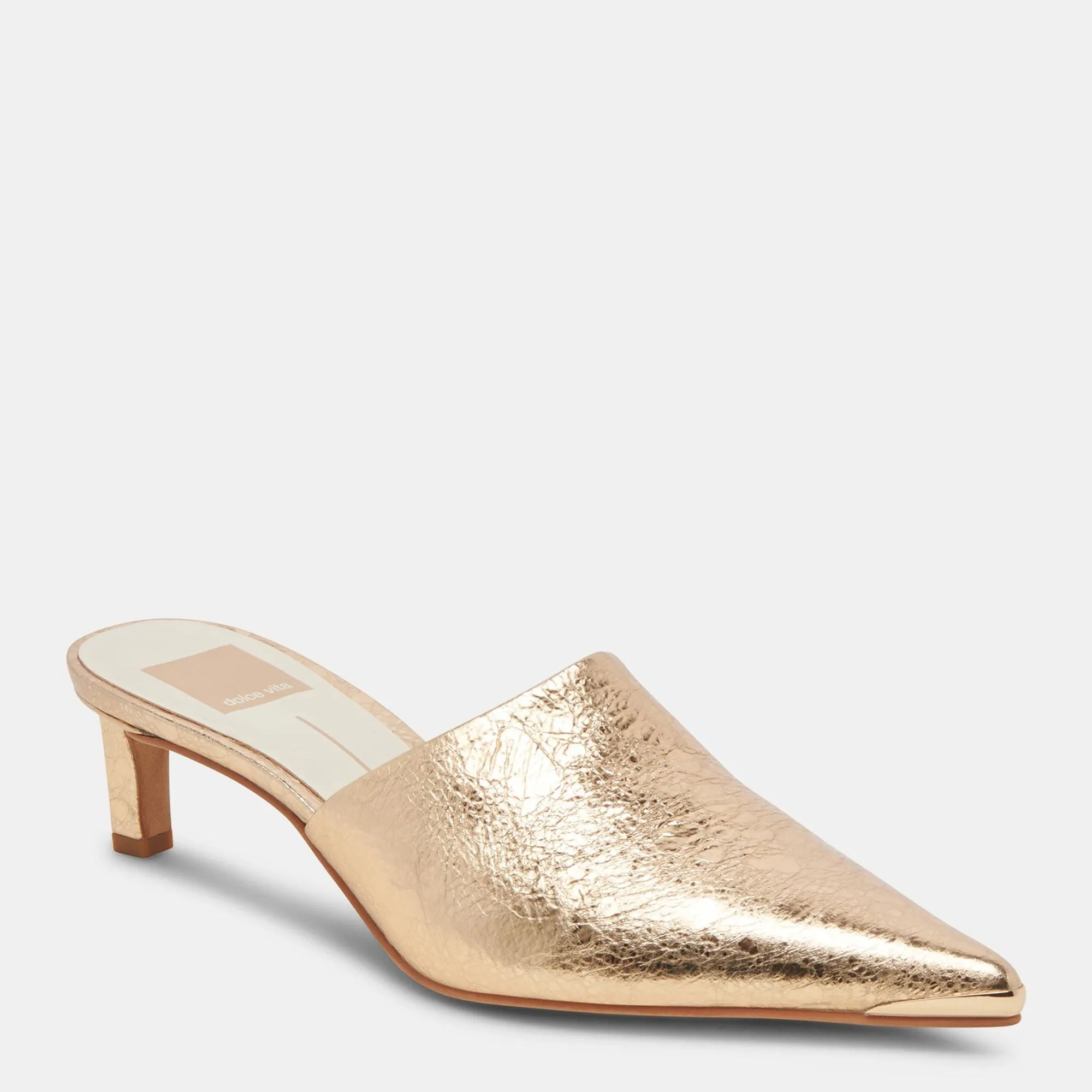 Lexy Heels Gold Distressed Leather