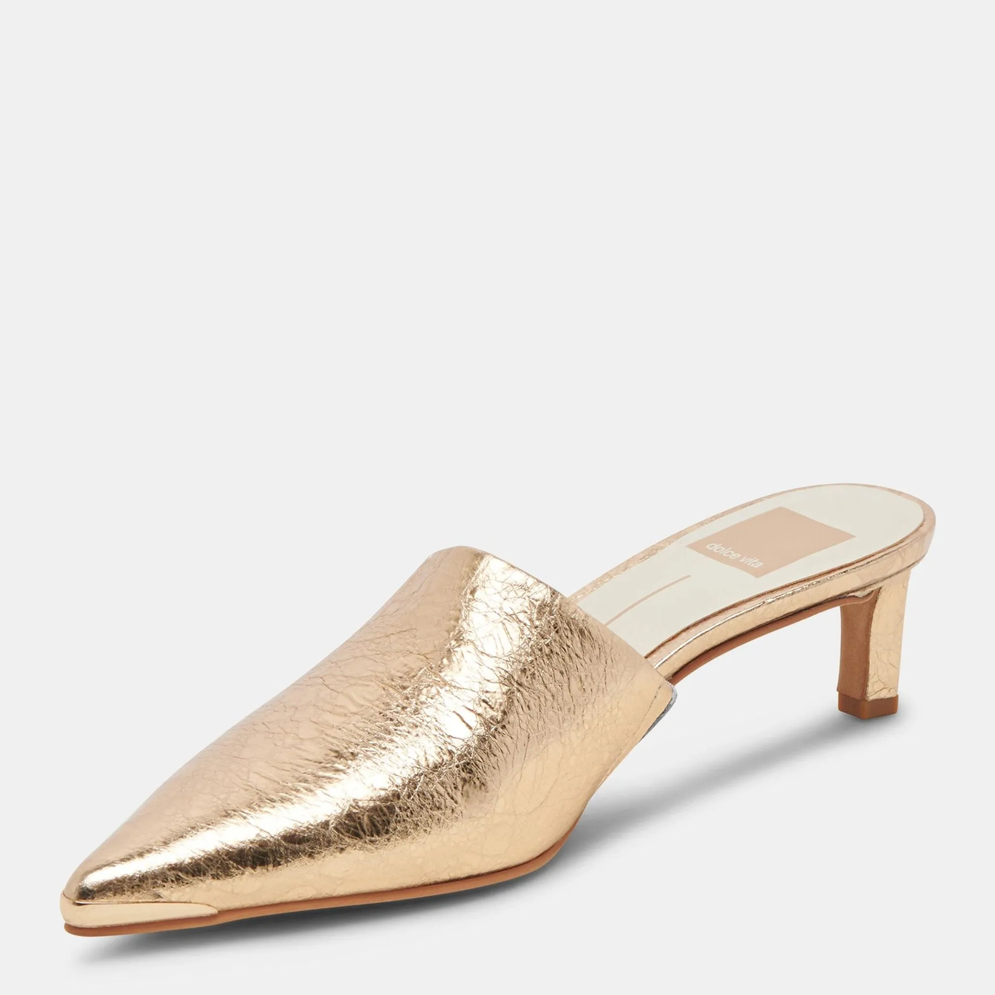 Lexy Heels Gold Distressed Leather