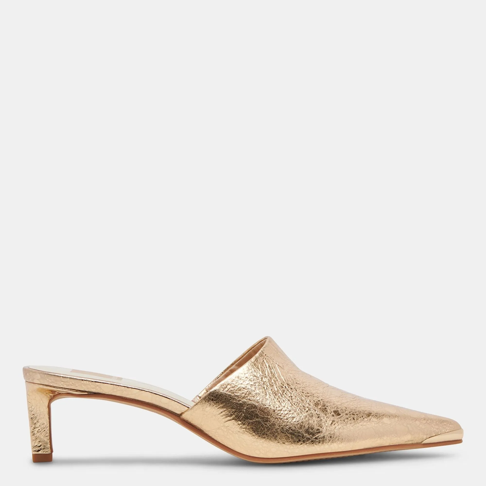 Lexy Heels Gold Distressed Leather