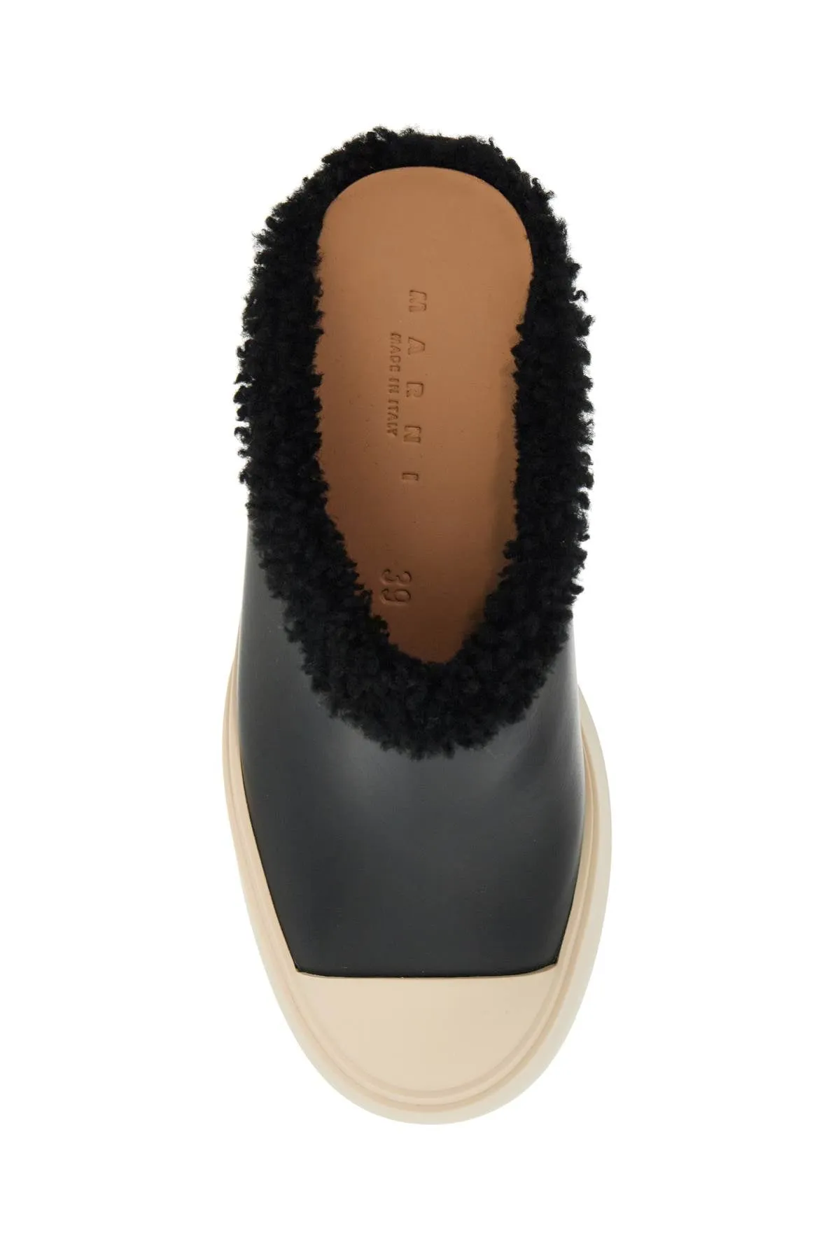 Marni Women's Pablo Leather And Shearling Clog
