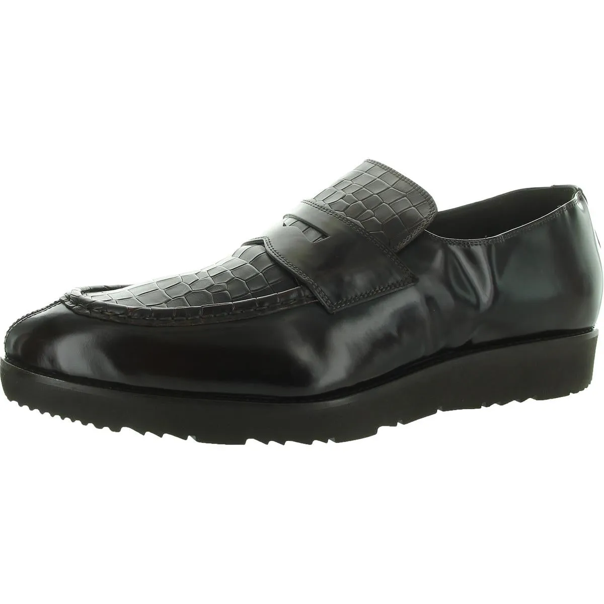 Mens Pattern Leather Loafers