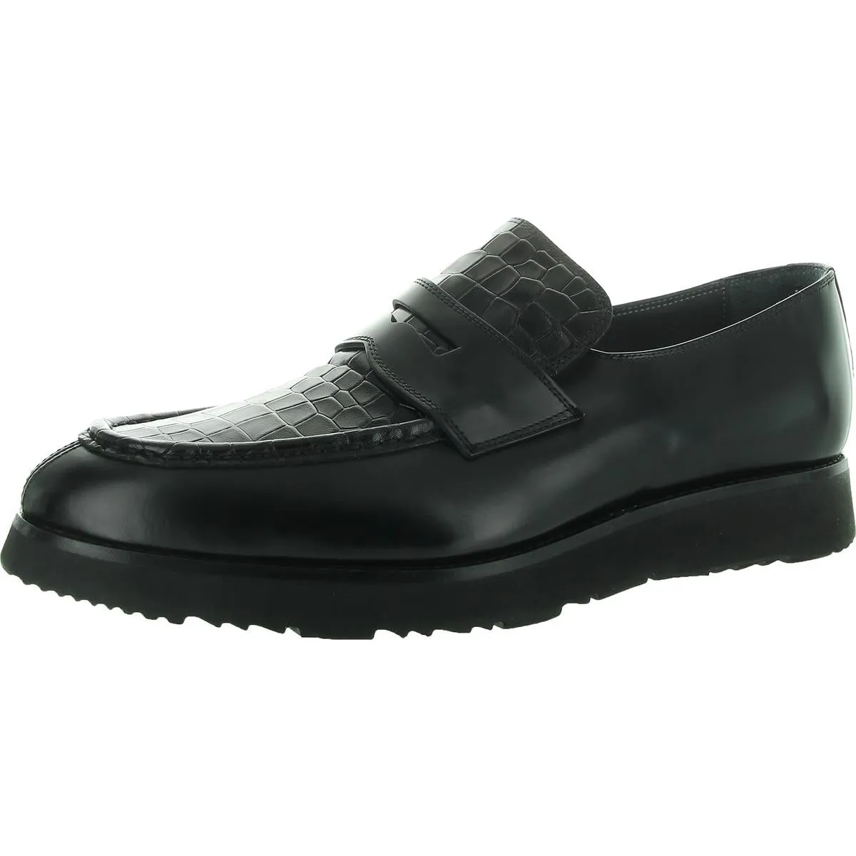 Mens Pattern Leather Loafers
