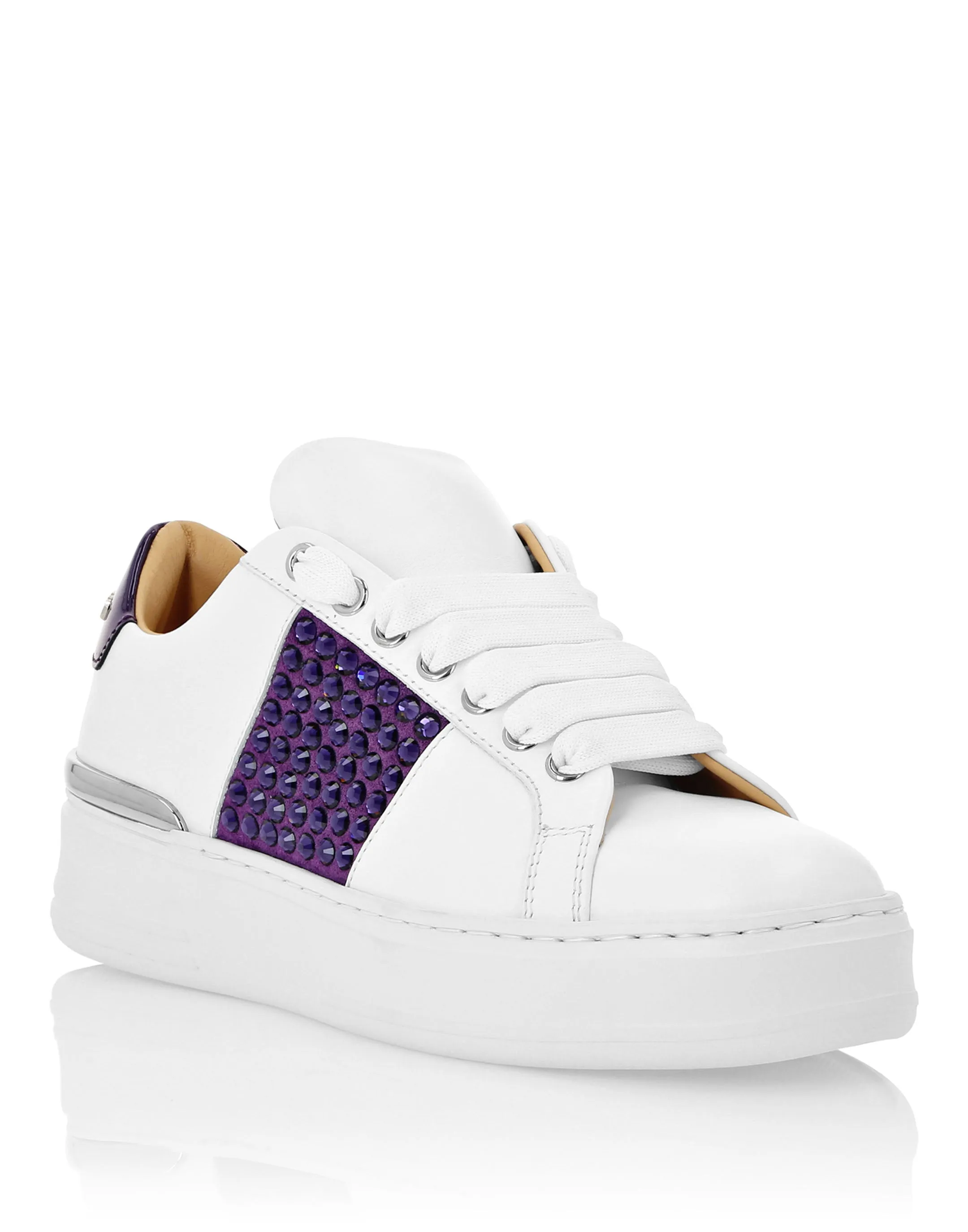 Mix Leather Lo-Top Sneakers Crystal