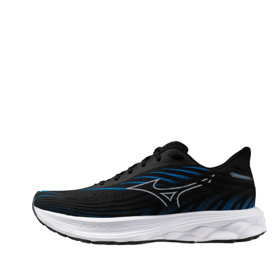 Mizuno Men's Wave Skyrise 6 Running Shoes in Black/White/Blue Pace SS25