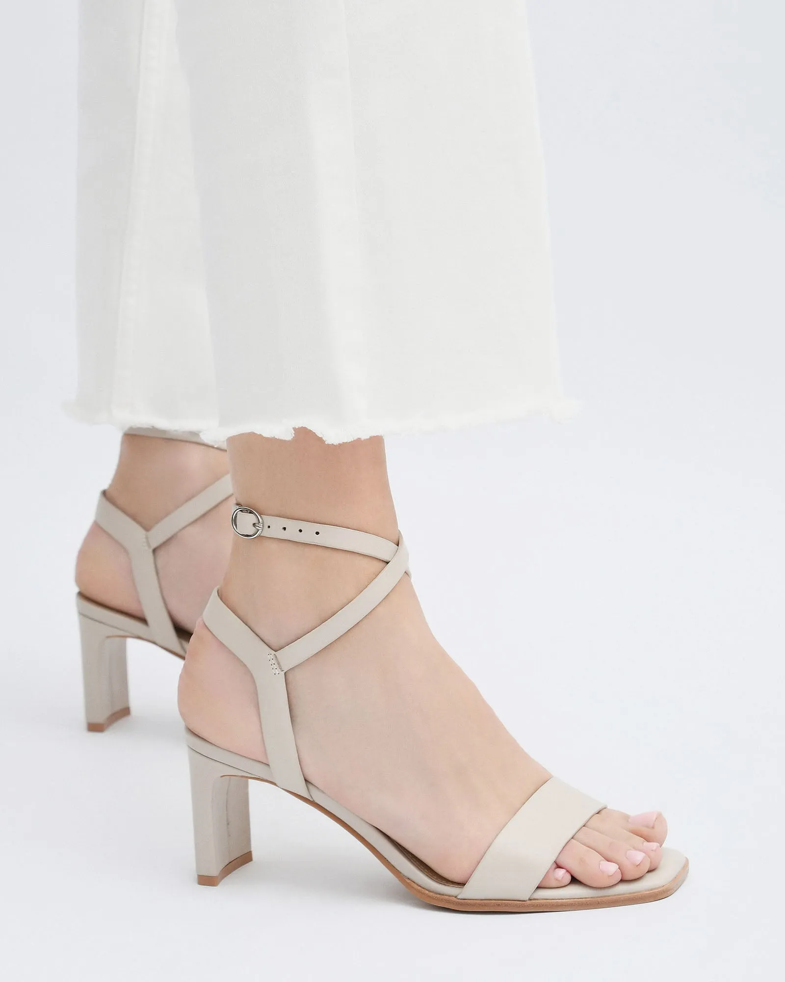 NATSU MID HEEL SANDALS BONE LEATHER