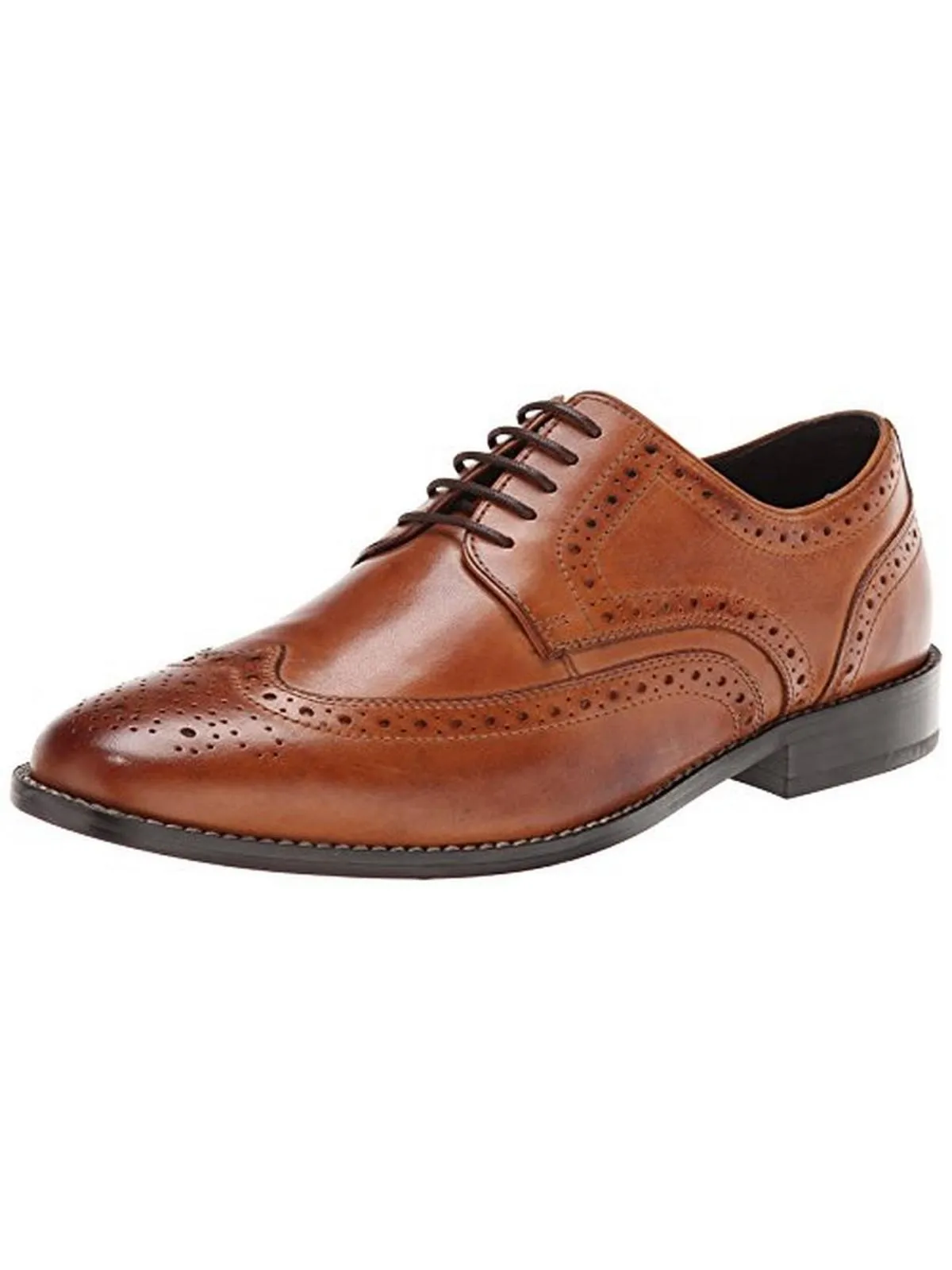 Nelson Mens Leather Wingtip Derby Shoes