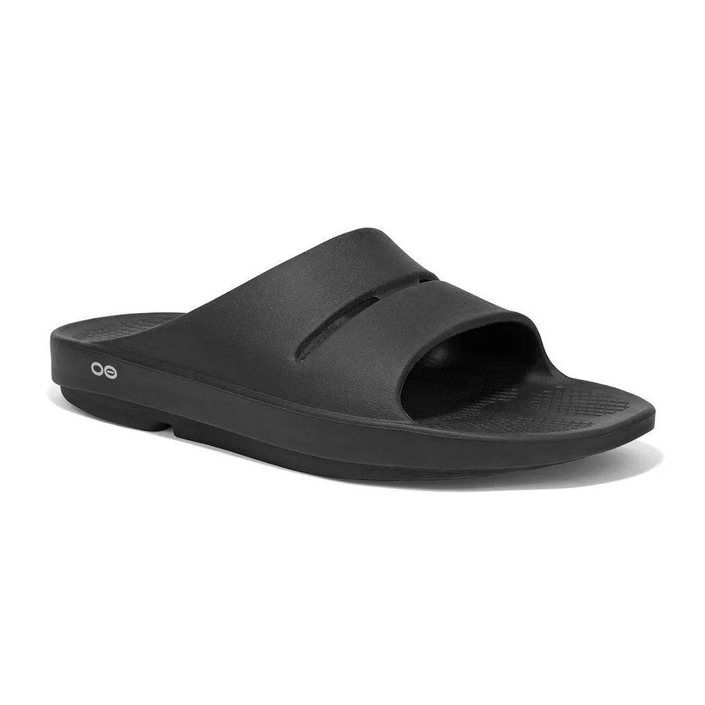 OOFOS Men's OOahh Black Rubber Slide
