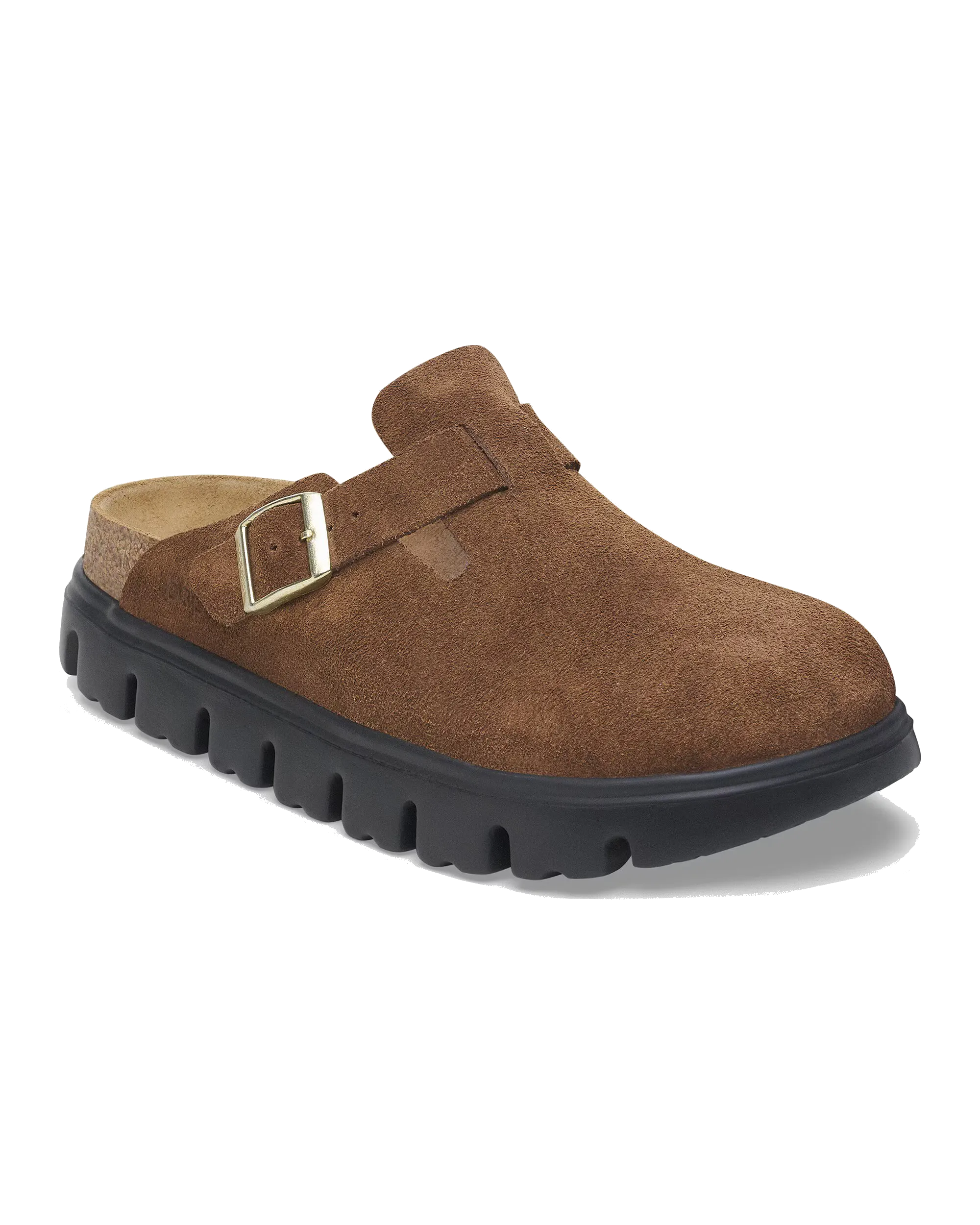 Papillio Boston Chunky Suede Leather Sandals in Dark Tea & Black