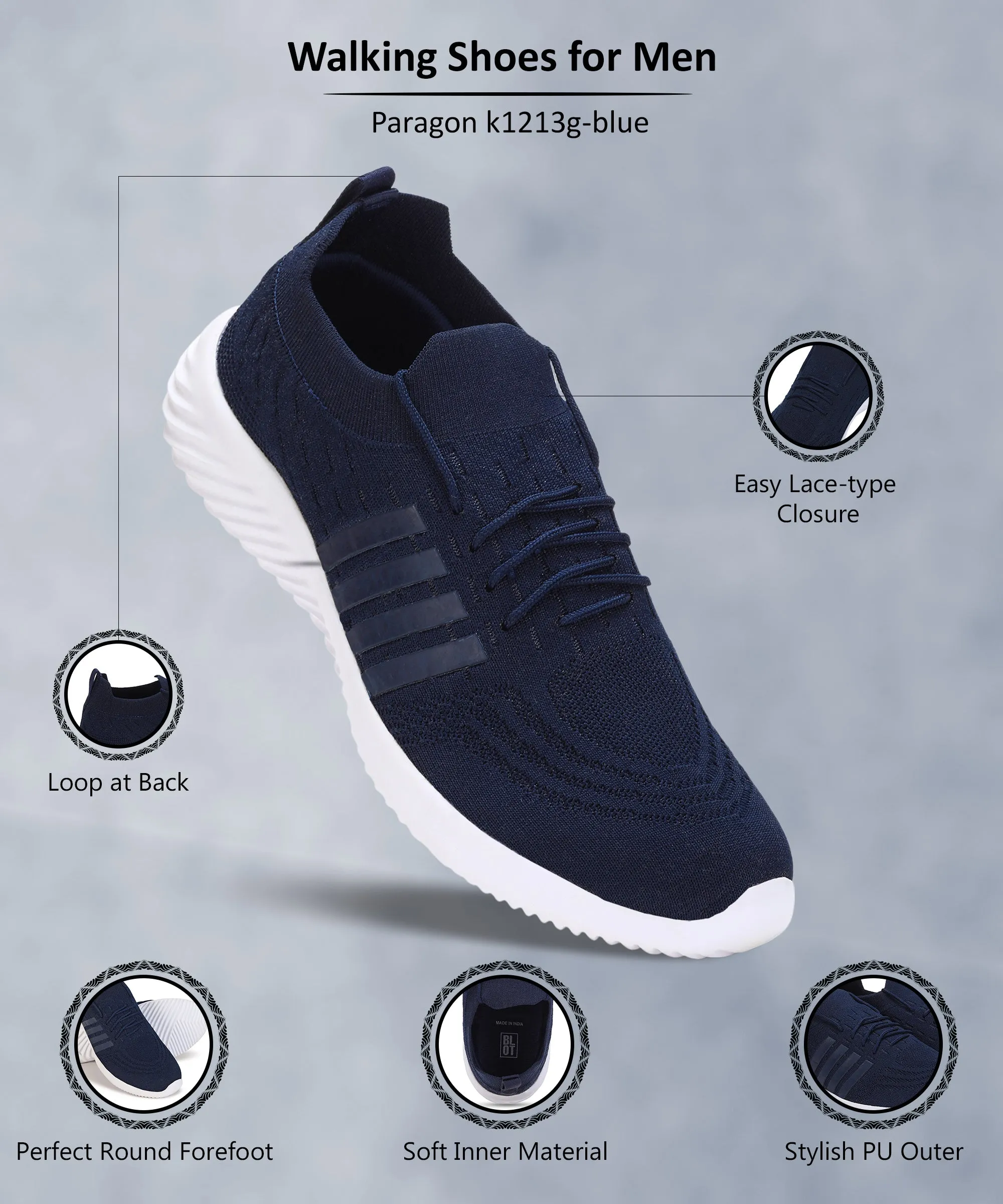 Paragon  K1213G Men Walking, Running, Training, Cricket, Gym, Sports Shoes | Athletic Shoes with Comfortable Cushioned Sole for Daily Outdoor Use