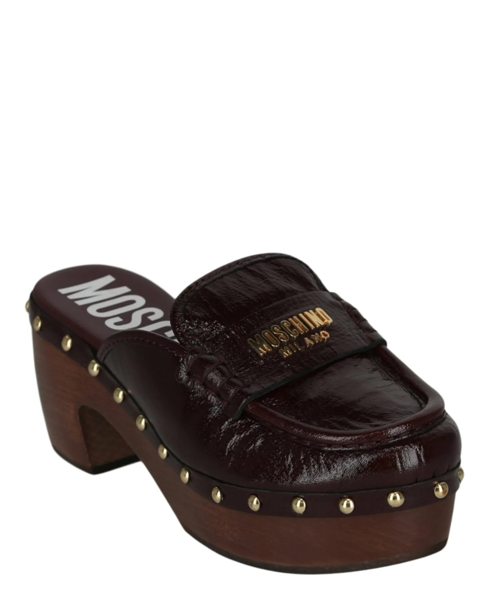 Patent Leather Logo Clogs